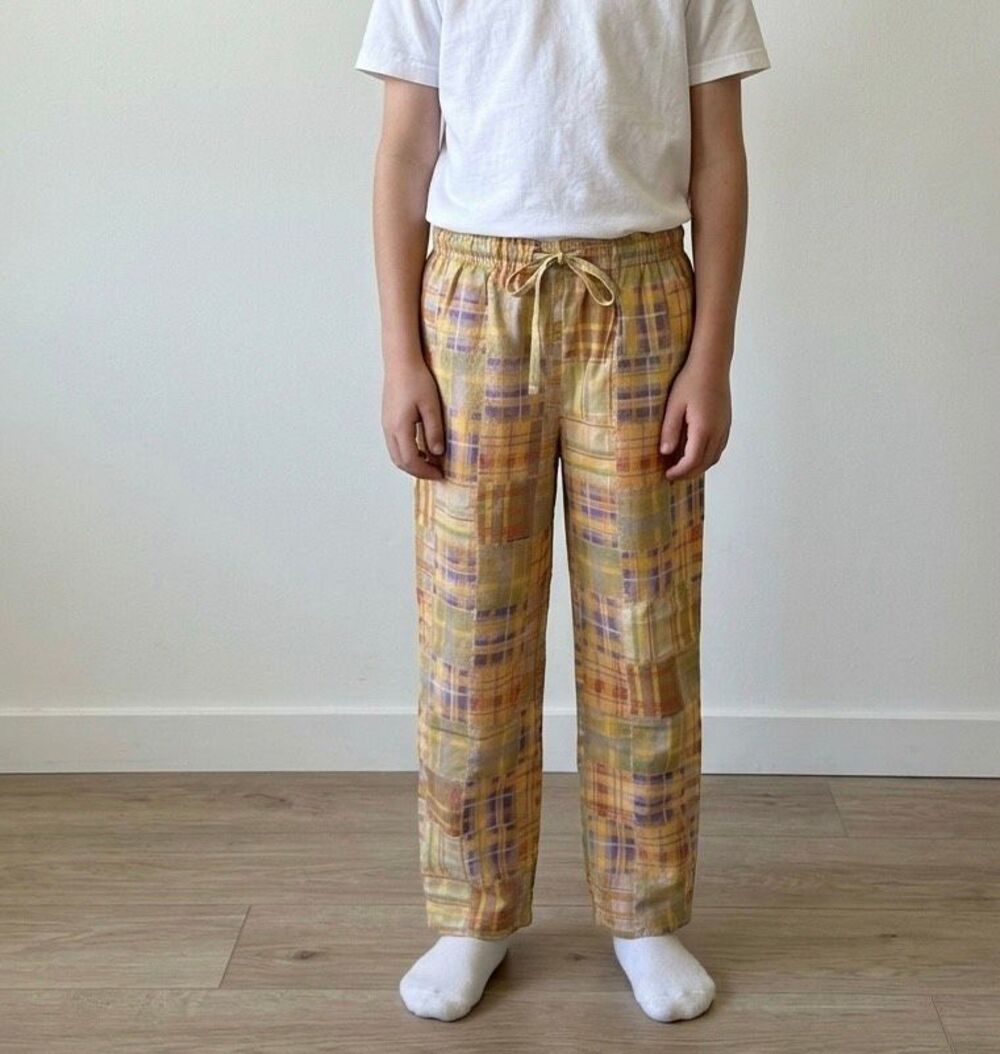 CLOZ BOXER Vintage Madras Patchwork Flannel Pants-Youth L {NWT}